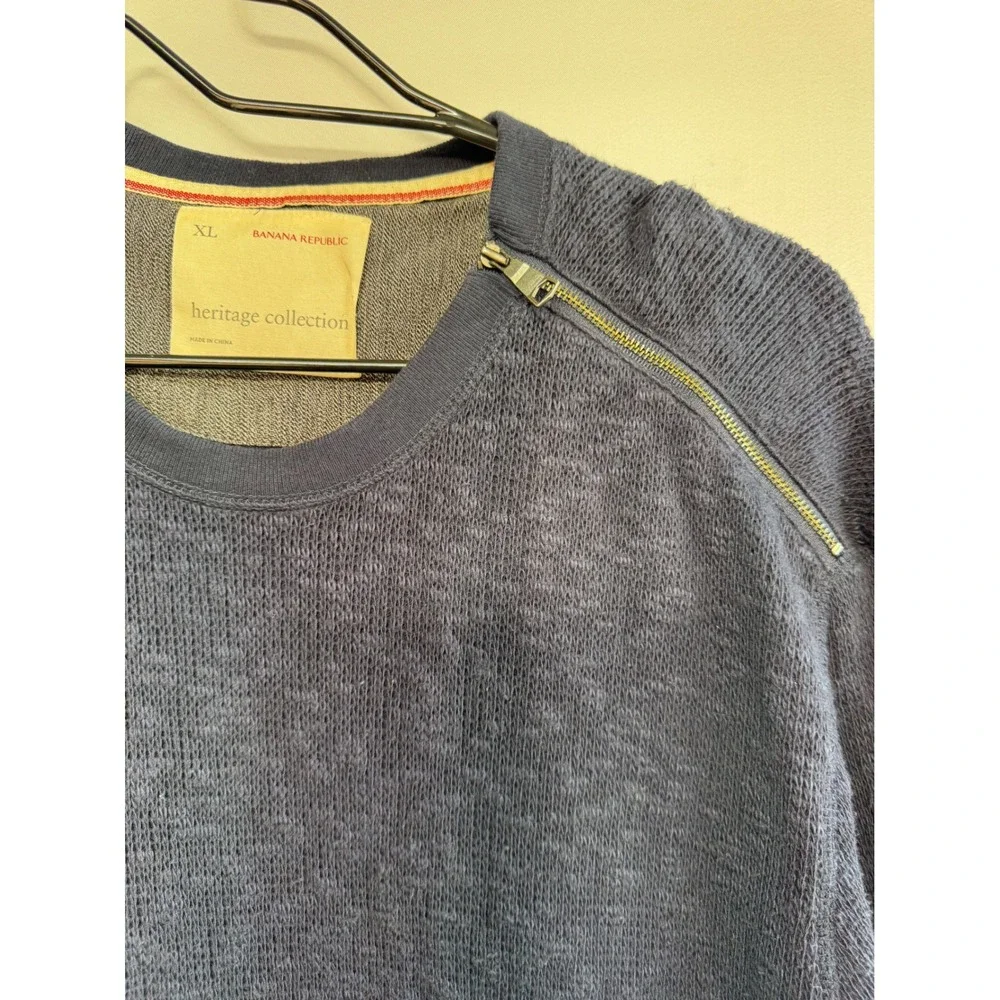 Banana Republic Heritage Collection Mens XL Navy Blue Zip Shoulder Sweatshirt